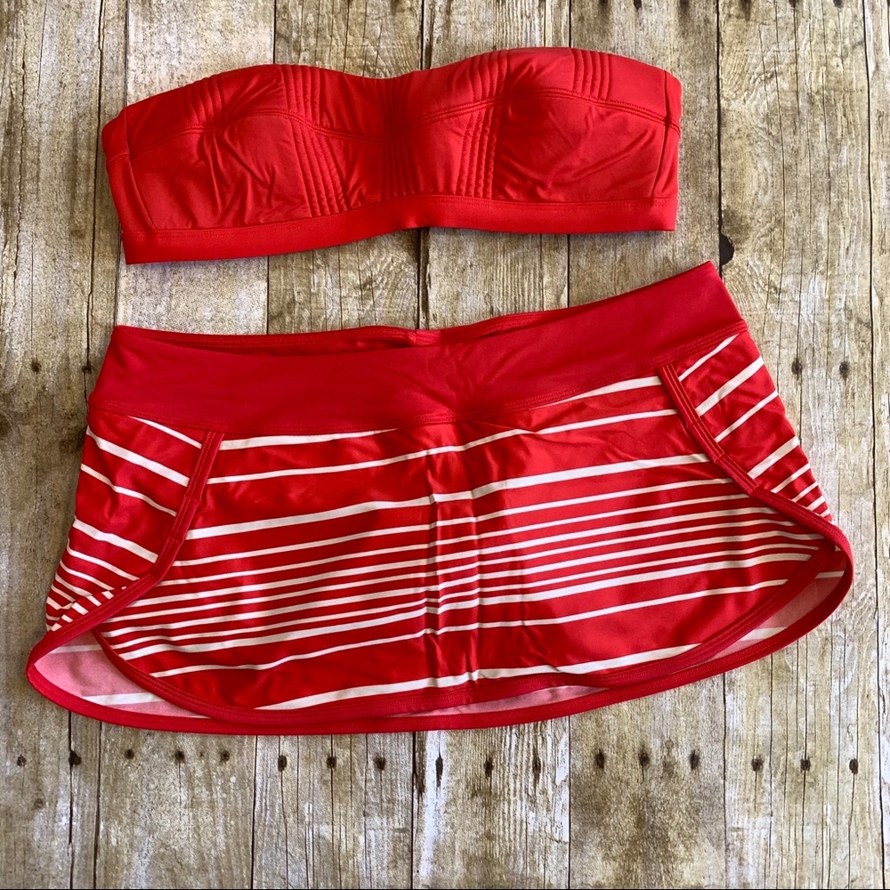 Athleta Encinitas red two piece swim skirt Sz M
